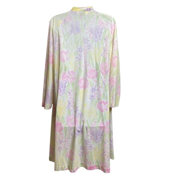 Vintage Kayser Women's Pastels Floral Button Front Robe Est. Size L Fairy Femme - Picture 2 of 10